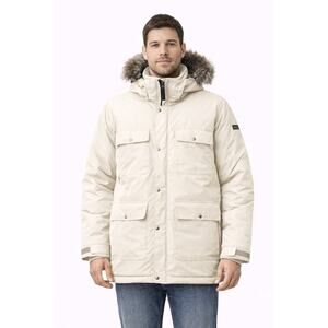 DKNY 2000s White Hooded Puffer Parka removable fur Men’s Medium